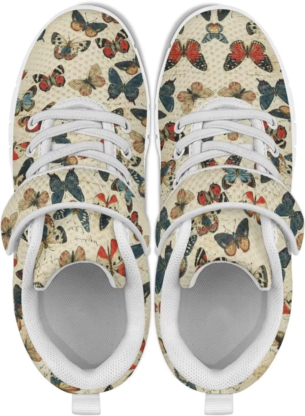 Toddler Running Tennis School Sneakers with White Sole, Regular Heel Slip On Sneaker Adorable Breathable Footwear