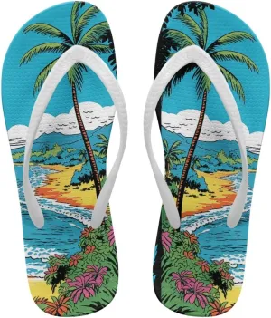 Tropical Plants Sandals Women Slim Shower Shoes Summer Beach Comfy Thong Cushion Flip Flops for Women