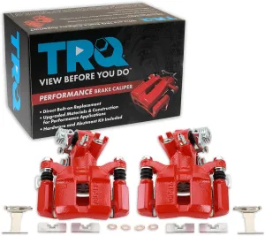 TRQ Rear Performance Brake Caliper Set Red Compatible with 1994-2001 Acura Integra 1992-2000 Honda Civic 1993-1997 Civic del Sol
