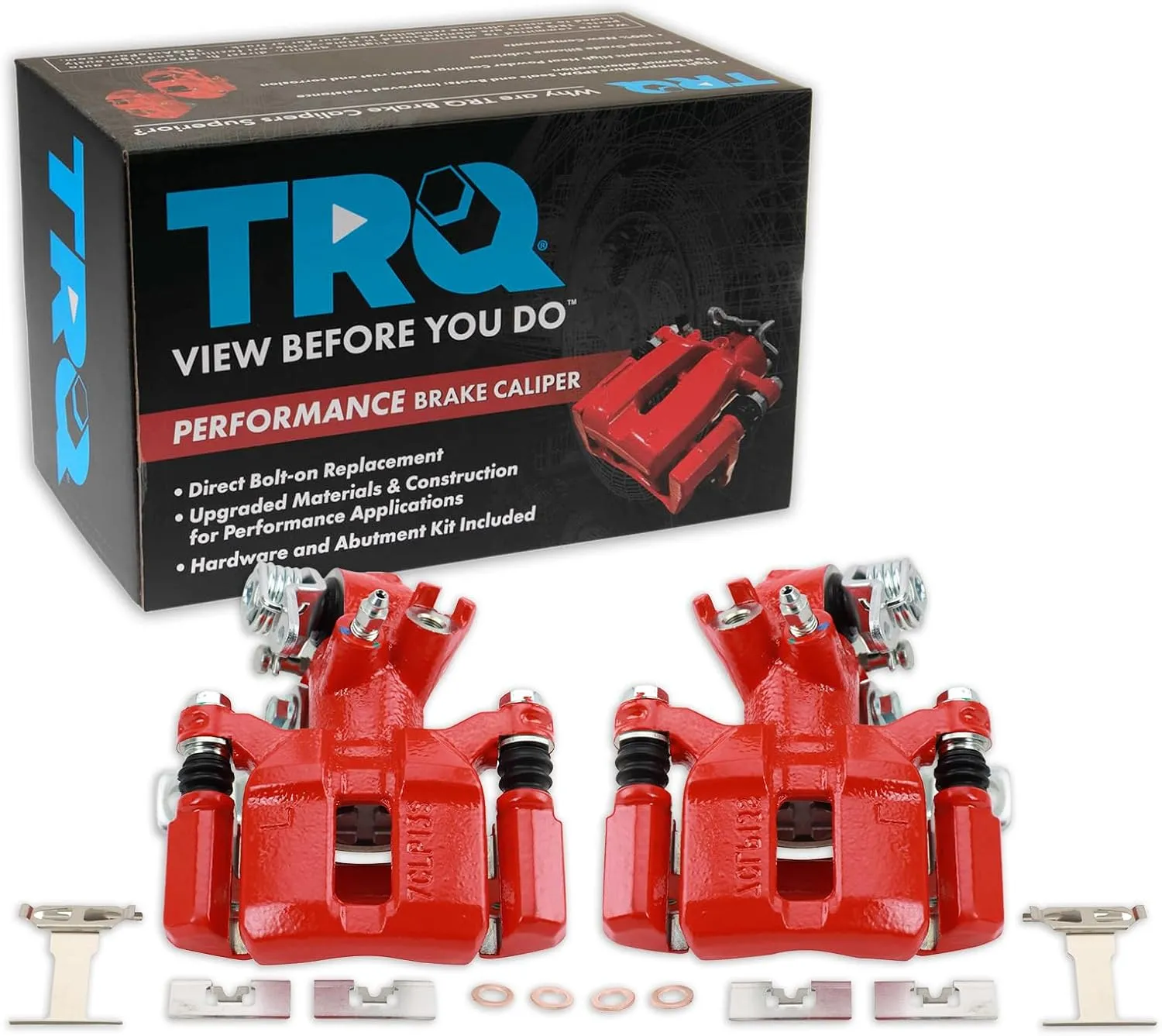 TRQ Rear Performance Brake Caliper Set Red Compatible with 1994-2001 Acura Integra 1992-2000 Honda Civic 1993-1997 Civic del Sol