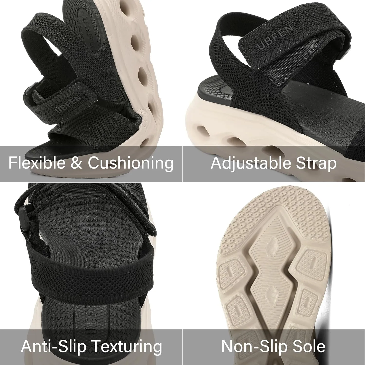 UBFEN Womens Sport Sandals Comfortable Walking Arch Support Adjustable Ankle Strap Platform Soft Footbed Cushion Breathable Woven Upper Summer Outdoor Sandals