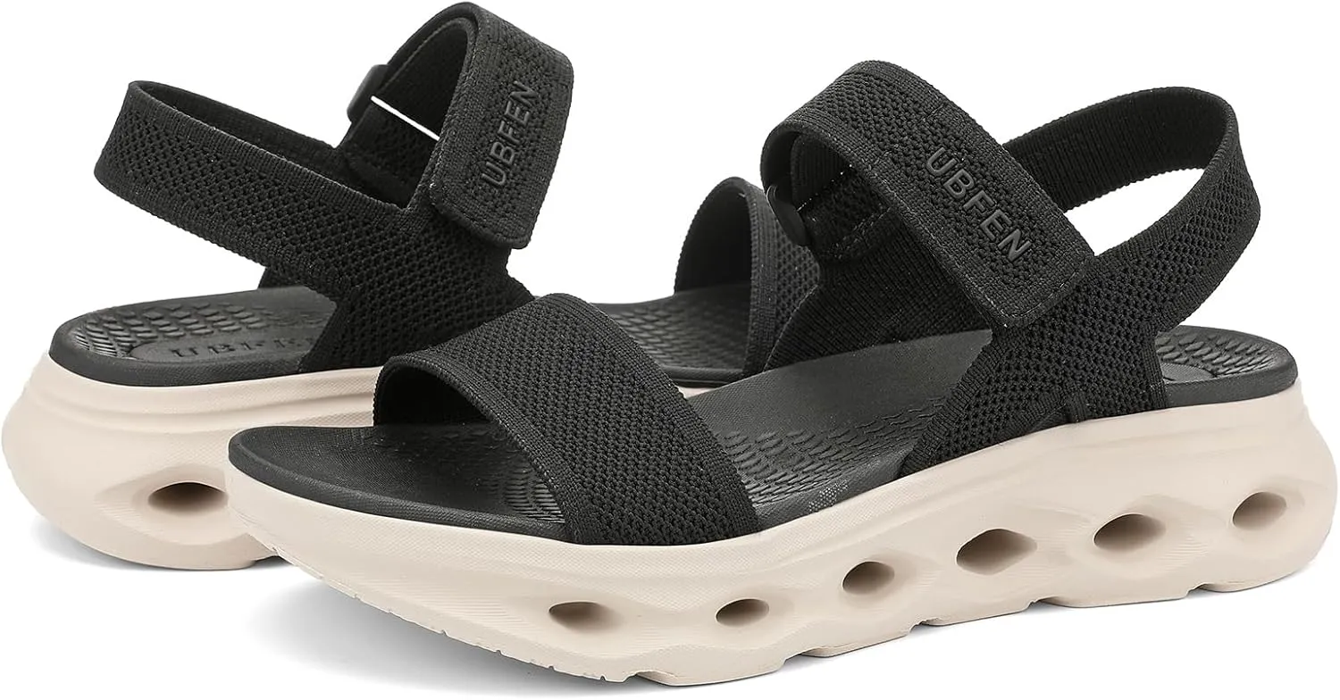 UBFEN Womens Sport Sandals Comfortable Walking Arch Support Adjustable Ankle Strap Platform Soft Footbed Cushion Breathable Woven Upper Summer Outdoor Sandals