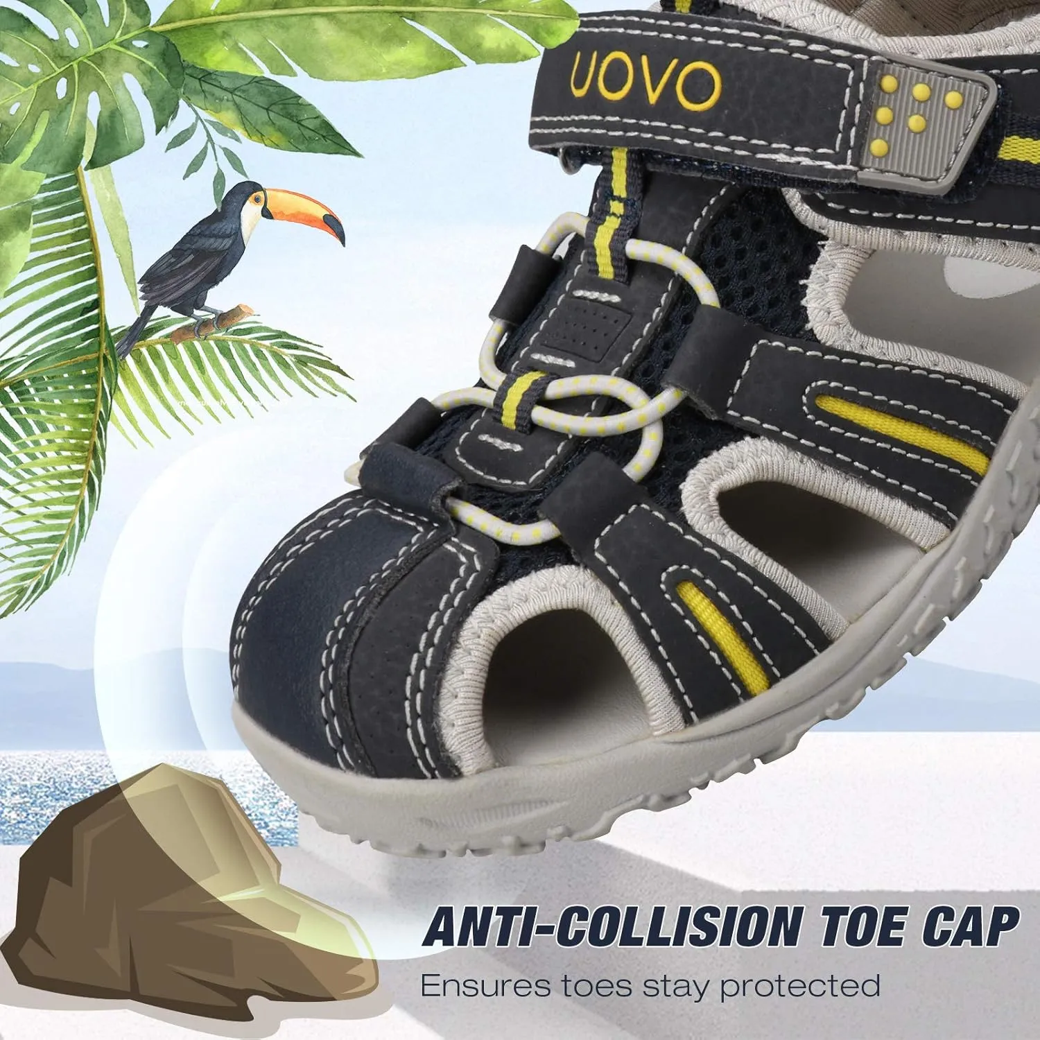 UOVO Boys Girls Sandals Summer Shoes Closed Toe Lightweight Outdoor Athletic Sports (Toddler/Little Kid/Big Kid)