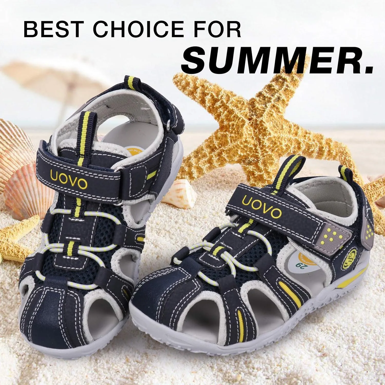 UOVO Boys Girls Sandals Summer Shoes Closed Toe Lightweight Outdoor Athletic Sports (Toddler/Little Kid/Big Kid)
