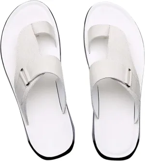 Verdusa Men's PU Leather Thong Sandals Open Toe Slip on Slippers