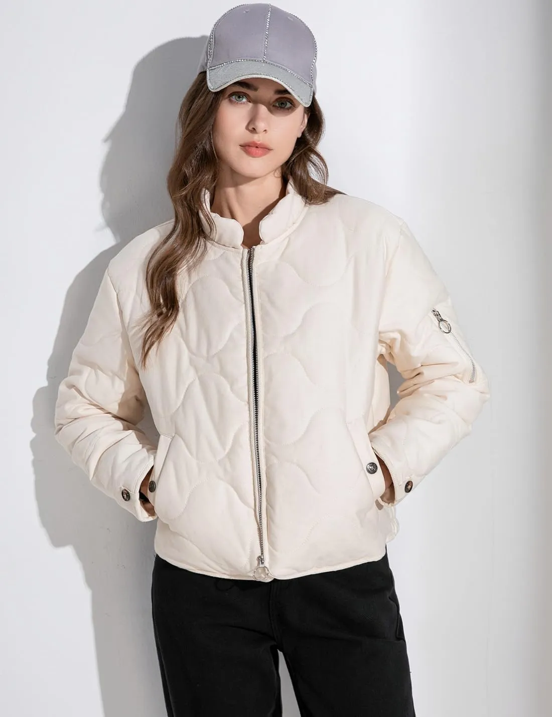 VIEWON Women's Quilted Puffer Winter Lightweight Jacket Short Warm zip up Button Down Coat with Pockets