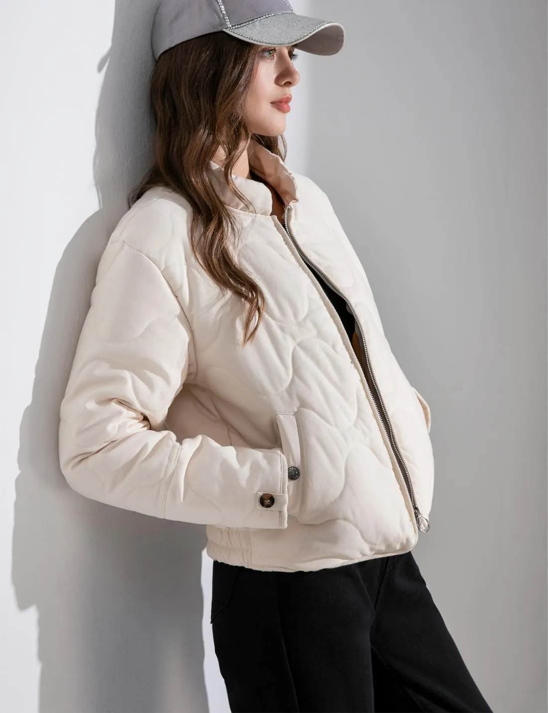VIEWON Women's Quilted Puffer Winter Lightweight Jacket Short Warm zip up Button Down Coat with Pockets