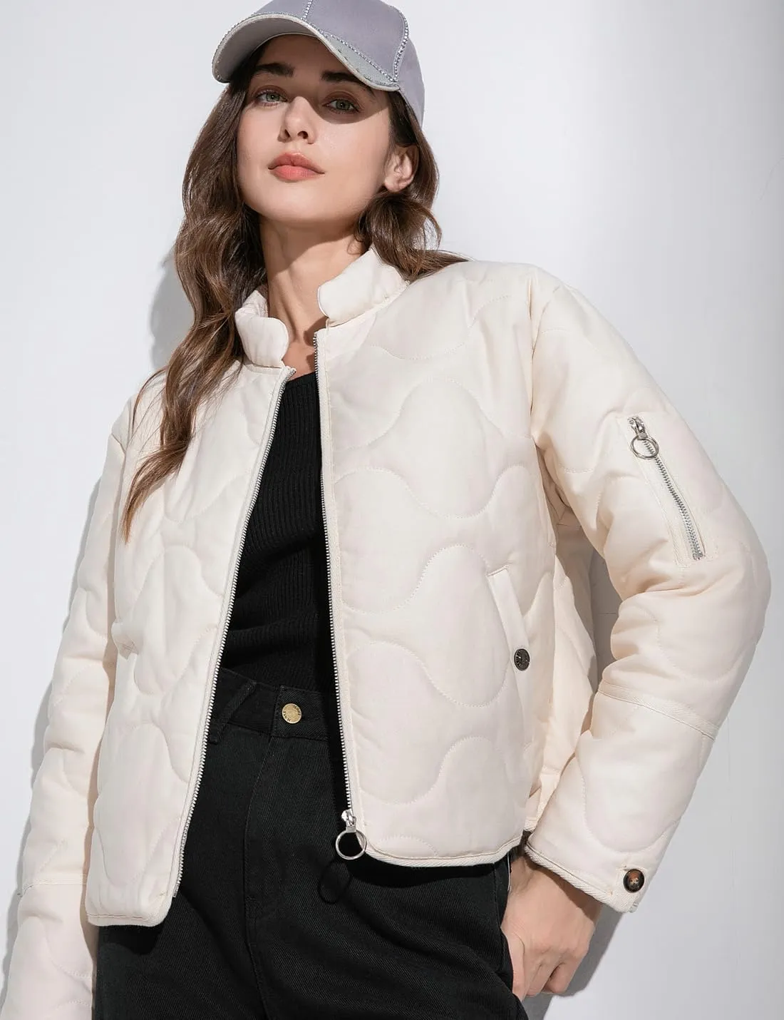VIEWON Women's Quilted Puffer Winter Lightweight Jacket Short Warm zip up Button Down Coat with Pockets