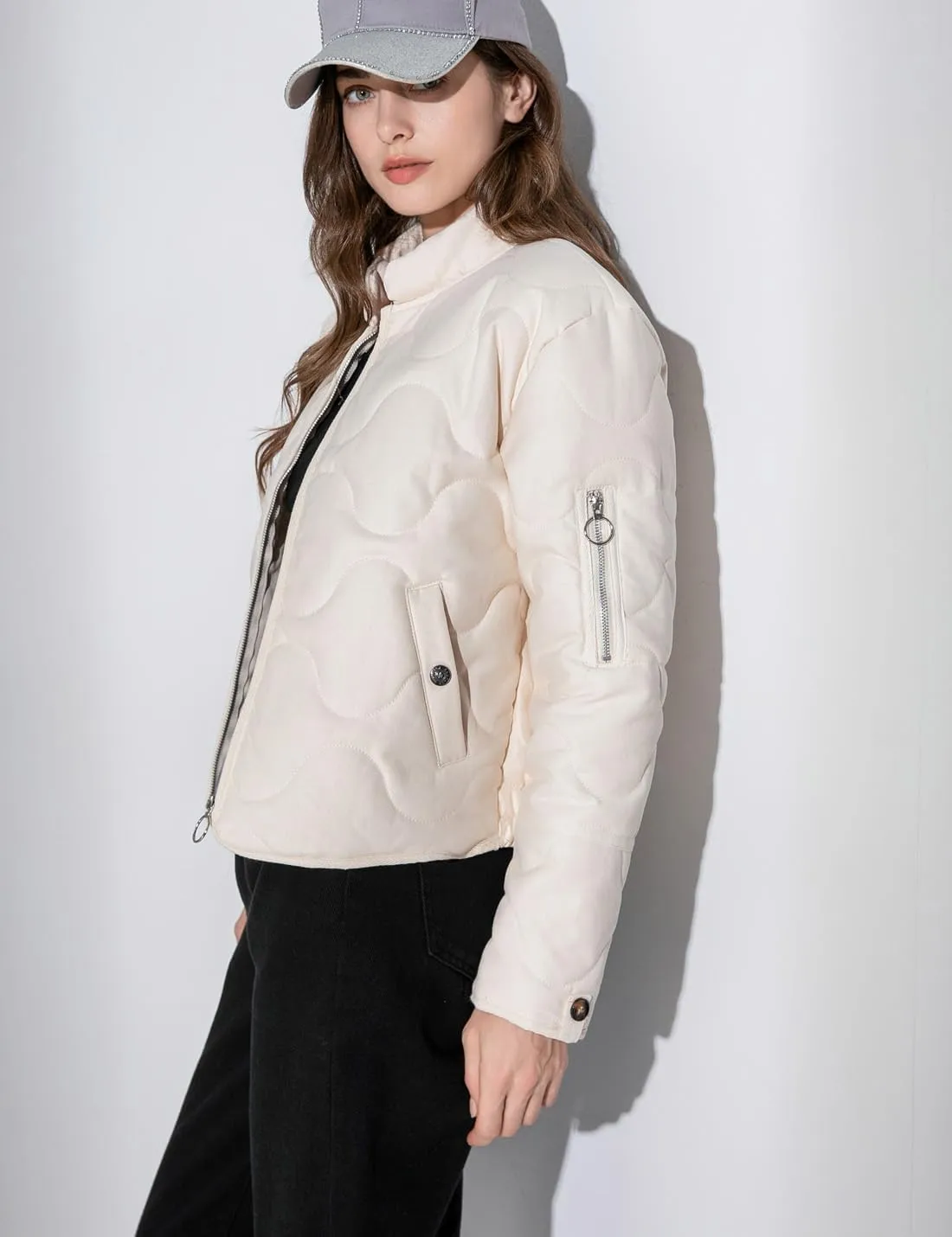 VIEWON Women's Quilted Puffer Winter Lightweight Jacket Short Warm zip up Button Down Coat with Pockets