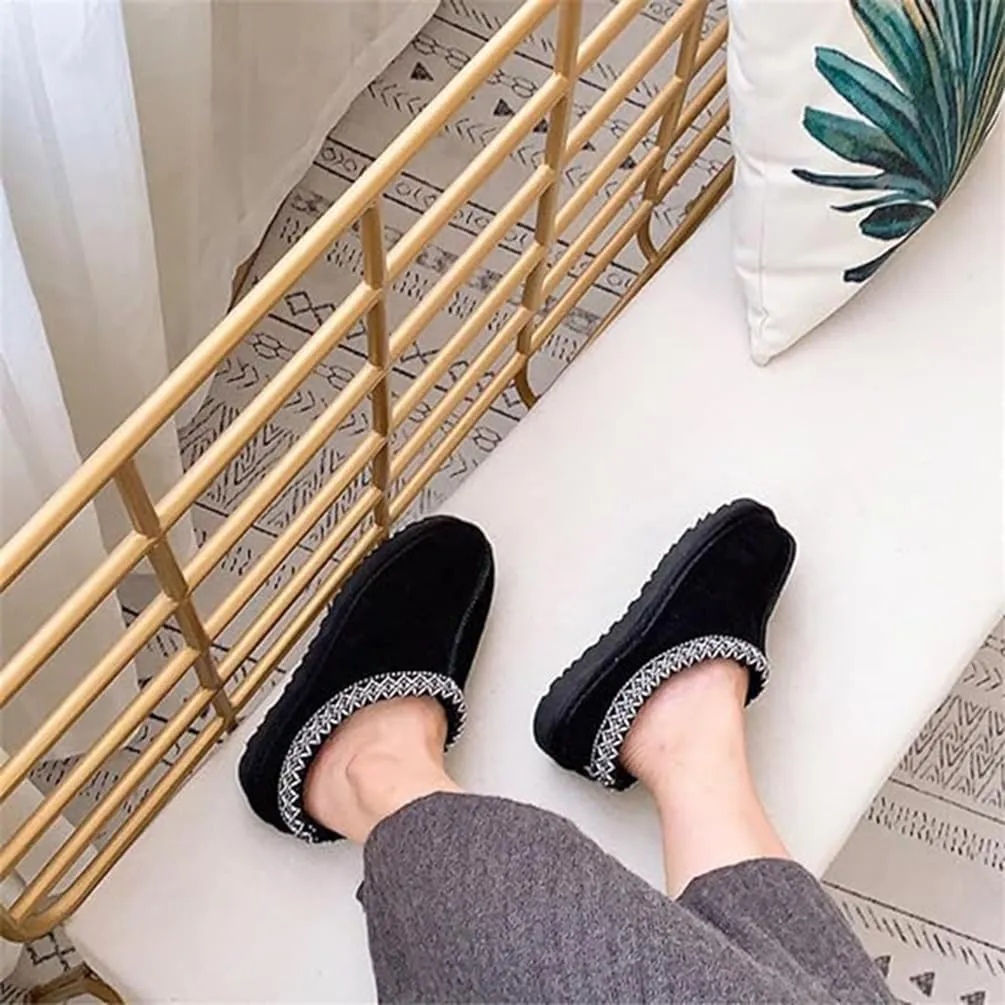 vioxthak Women's Slippers Platform Mini Boots For Women Short Ankle Boot Fur Fleece Lined Sneakers House slippers Suede Leather Anti-Slip Boot For Outdoor