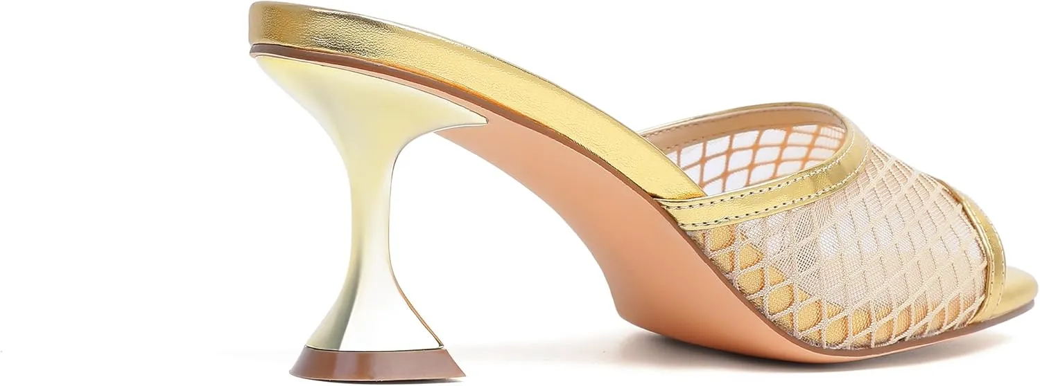 vivianly Womens Clear Heels Sandals Transparent Stiletto Heel Slippers Backless Peep Toe Slip on Heeled Mules