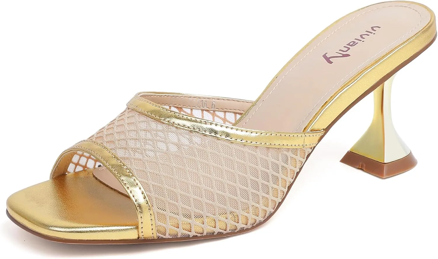 vivianly Womens Clear Heels Sandals Transparent Stiletto Heel Slippers Backless Peep Toe Slip on Heeled Mules