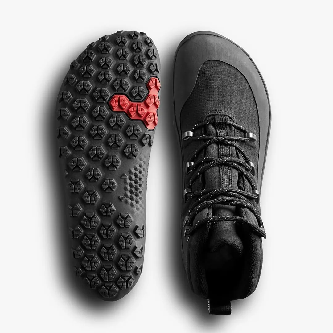 Vivobarefoot Tracker Textile AT Mens Barefoot Hiking Boots | Waterproof, Lightweight & Puncture Resistant | All Weather & Terrains | Wide Fit Grounding Shoes | Obsidian