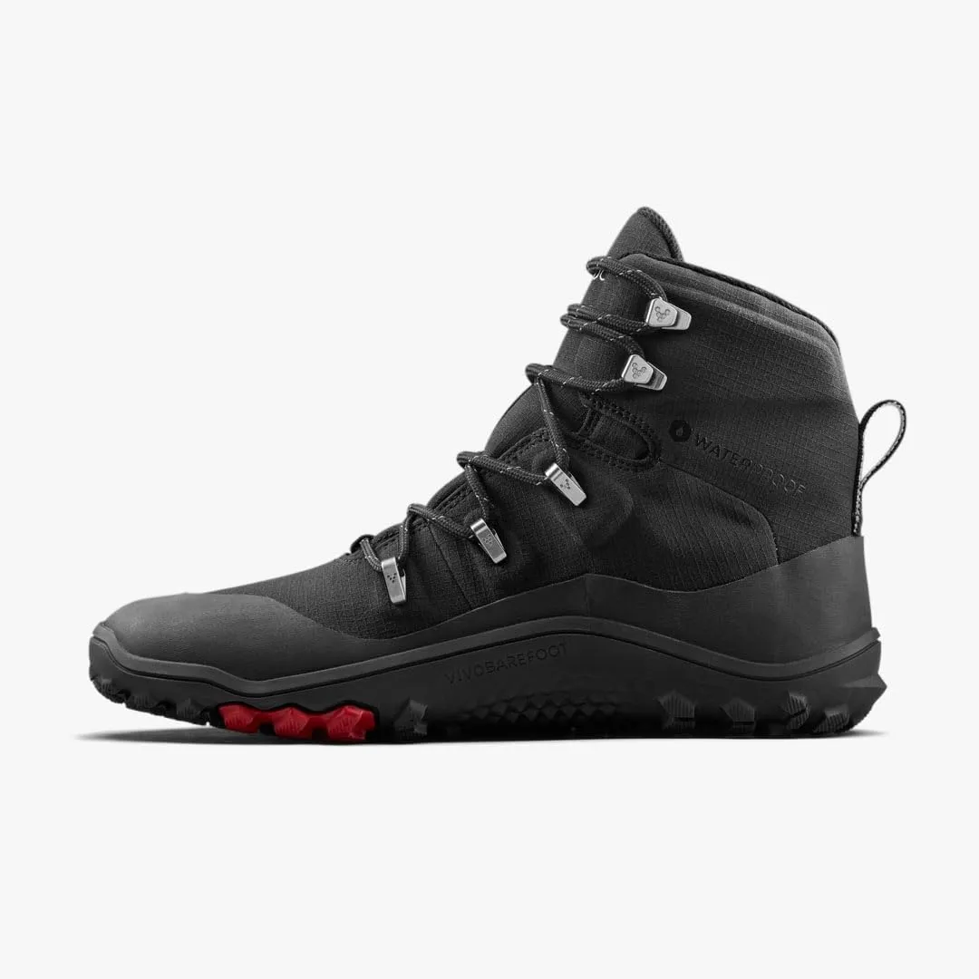 Vivobarefoot Tracker Textile AT Mens Barefoot Hiking Boots | Waterproof, Lightweight & Puncture Resistant | All Weather & Terrains | Wide Fit Grounding Shoes | Obsidian