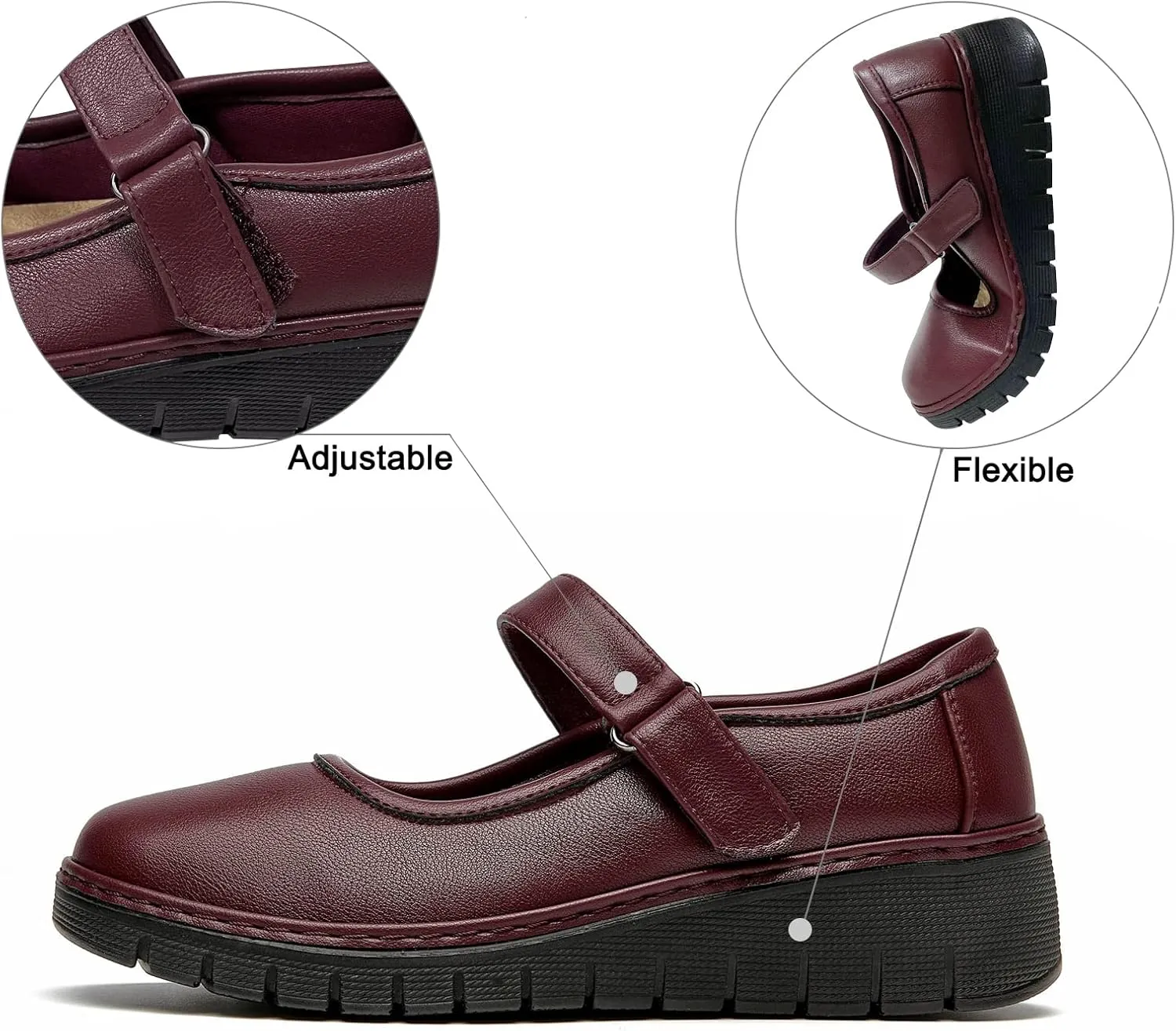 VJH confort Women s Mary Jane Flats, Breathable Comfort Round Toe Low Heel Slip-on Light Weight Walking Shoes