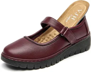 VJH confort Women s Mary Jane Flats, Breathable Comfort Round Toe Low Heel Slip-on Light Weight Walking Shoes