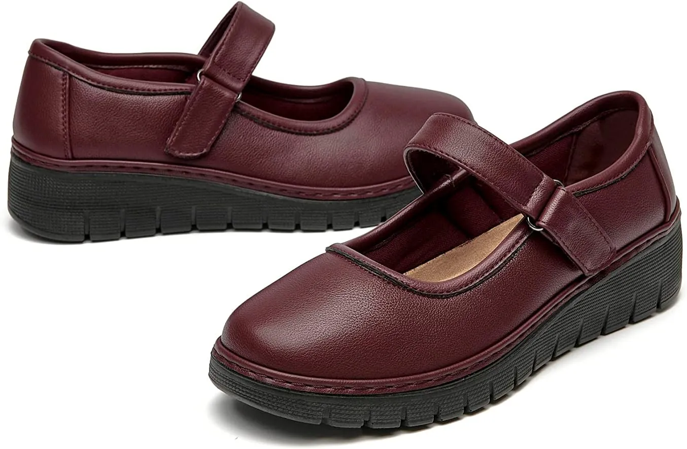 VJH confort Women s Mary Jane Flats, Breathable Comfort Round Toe Low Heel Slip-on Light Weight Walking Shoes