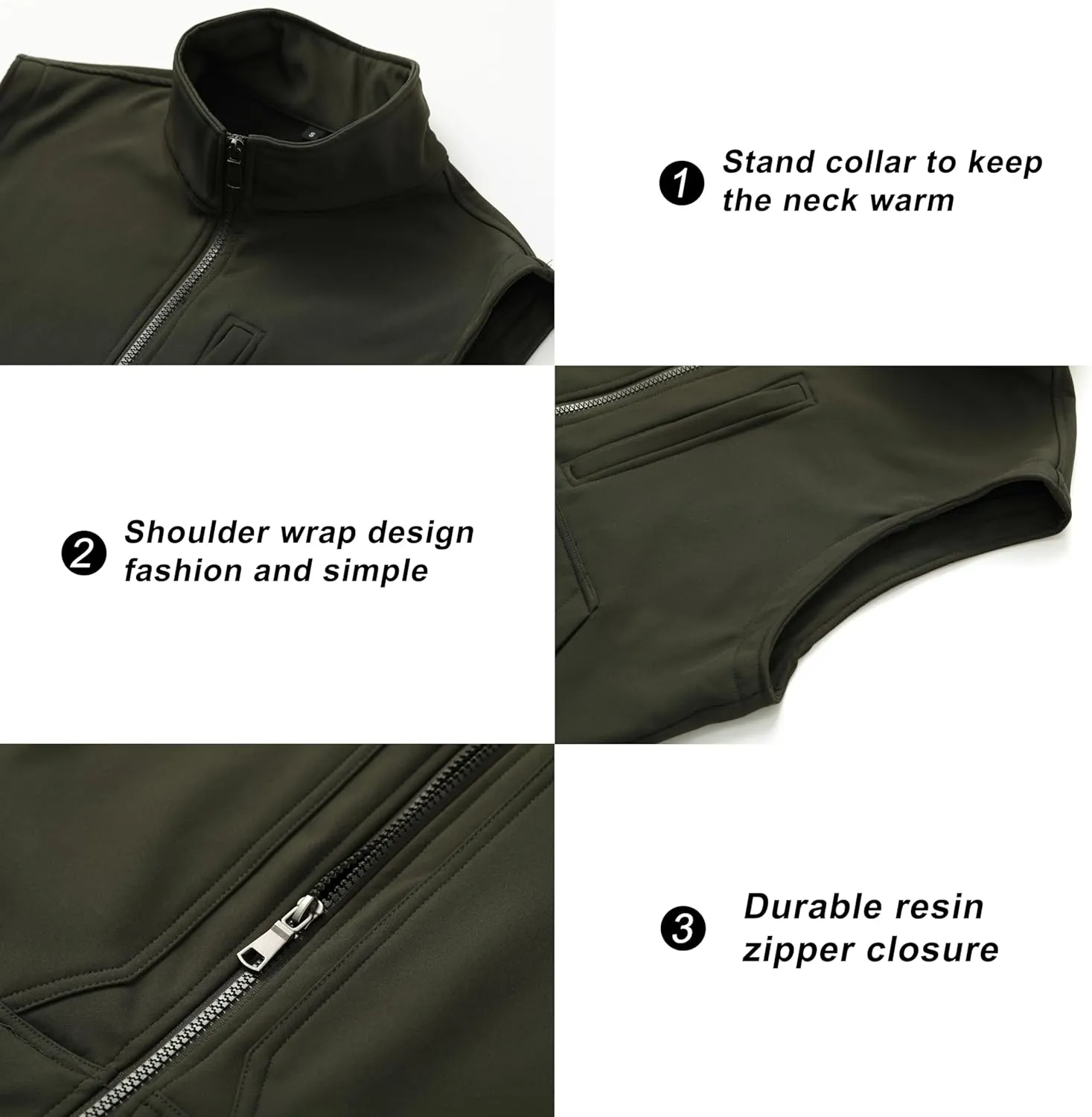 VtuAOL Men's Lightweight Softshell Vest Outdoor Quilted Vest Sleeveless Jacket for Travel Hiking Golf