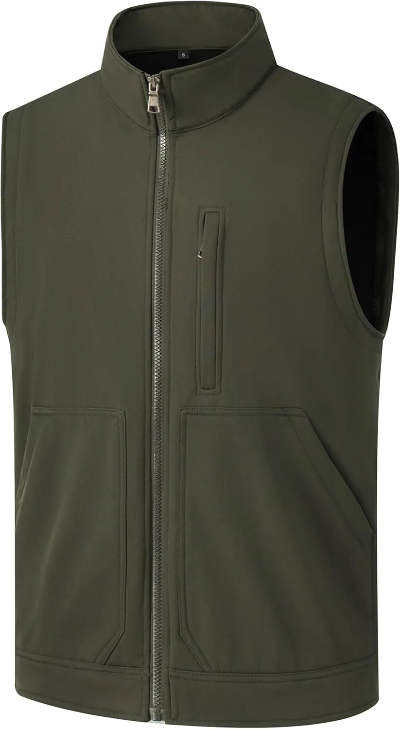 VtuAOL Men's Lightweight Softshell Vest Outdoor Quilted Vest Sleeveless Jacket for Travel Hiking Golf