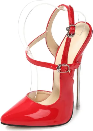 Vujkliy Women's Pointed Toe 16CM/6.2IN Thin Steel Heel Sandals Bag Toe Hollow Back Fashion High Heels