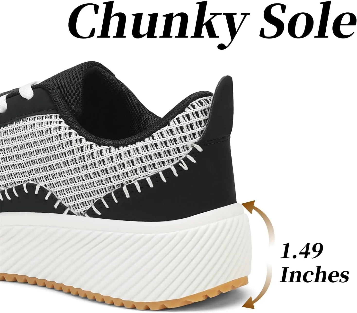VZQ Platform Sneakers for Women,Comfortable Low Top Braided Womens Chunky Sneakers Casual Classic Tennis Shoes for Walking