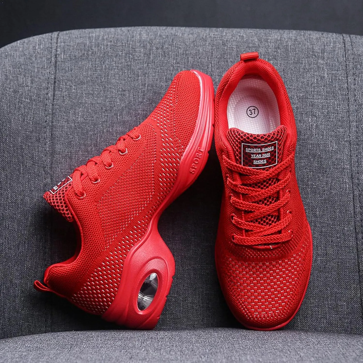 Walking Dance Shoes Women Ballroom Split Sole Jazz Sneakers Thick Sole Platform Walking Shoes Air Cushion Lace Up