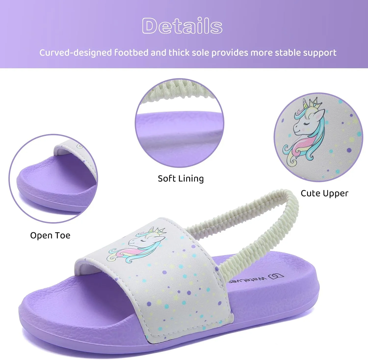 WateLves Toddler Boys Girls Slides Sandals for Swim Beach Kids Water Shoes Casual Slippers