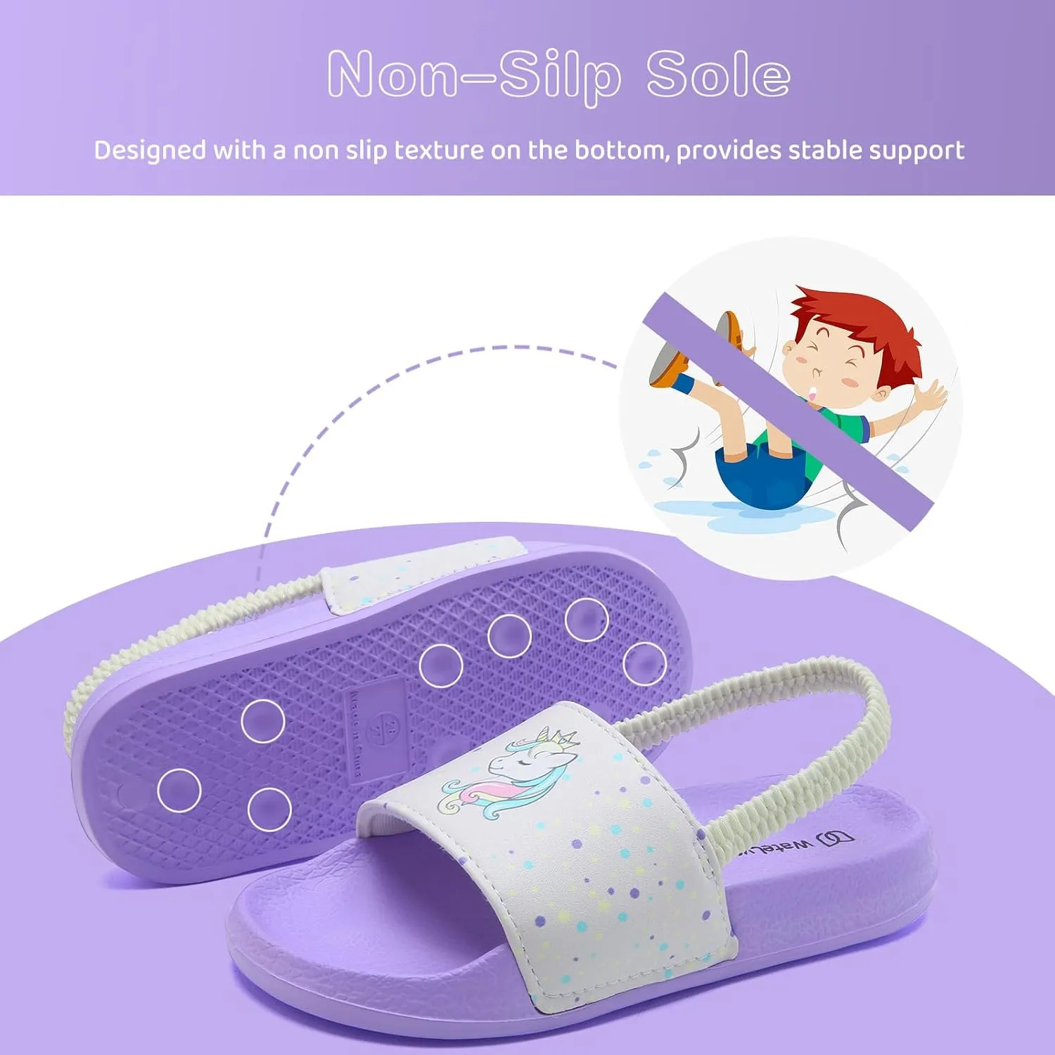 WateLves Toddler Boys Girls Slides Sandals for Swim Beach Kids Water Shoes Casual Slippers