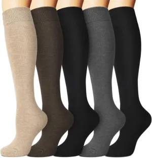 we fleece 5 Pairs Warm Knee High Socks for Women-Thermal Cotton Socks for Hiking,Work,Winter,Gifts
