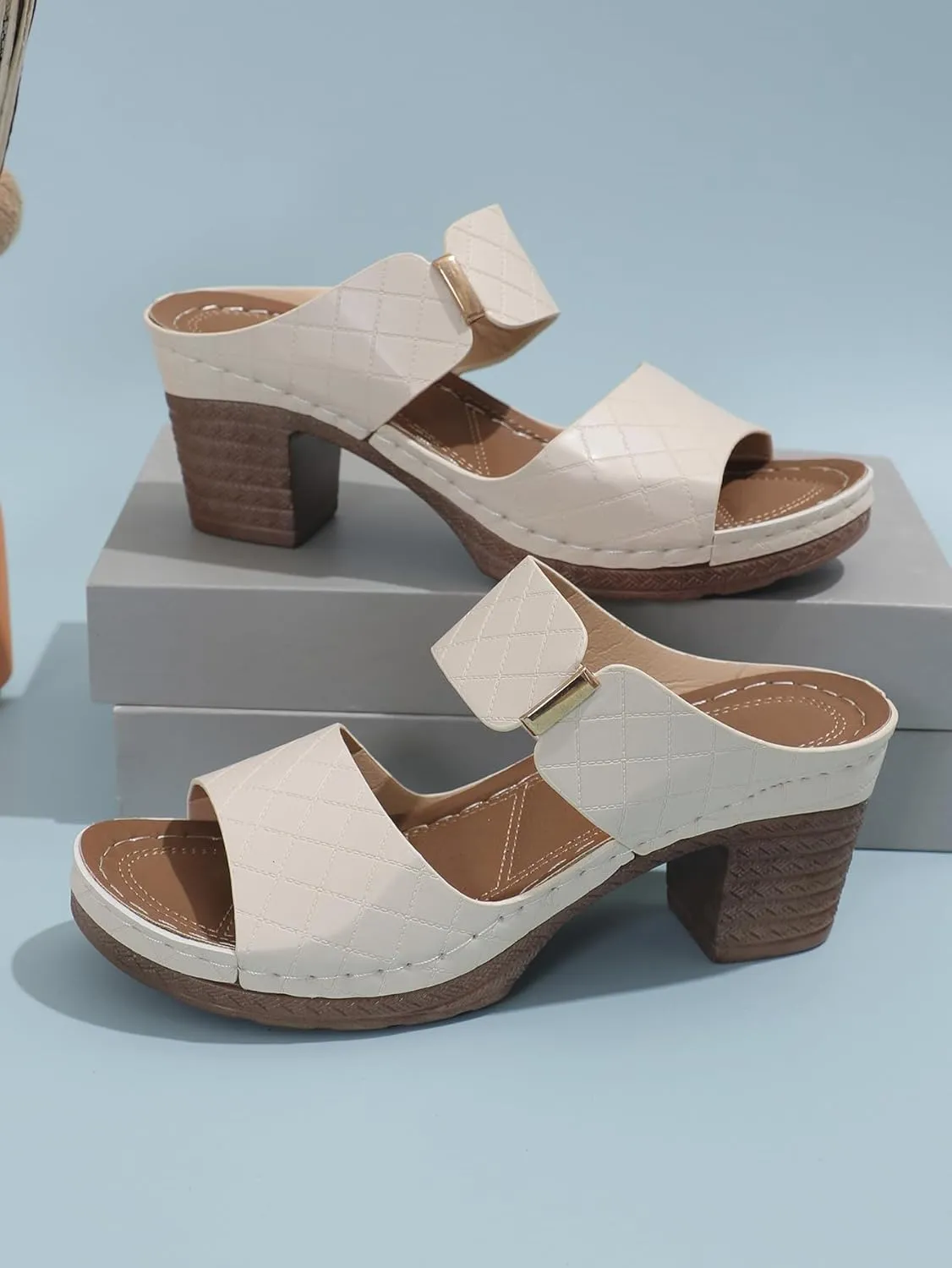 Wedge Sandals For Women 2025 Comfortable Low-Chunk Low Heel Pump Sandals Open Toe Ankle Strap Dress Wedding Shoes