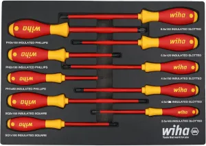 Wiha 32080 10 Piece Insulated SoftFinish Cushion Grip Screwdriver Tray Set