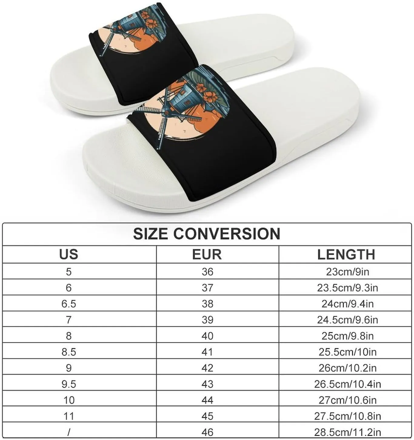 Windmill in Holand Home Slipper PVC Open Toe Shower Shoes Non-Slip Bathroom Sandals Pool Sandals for Men Women