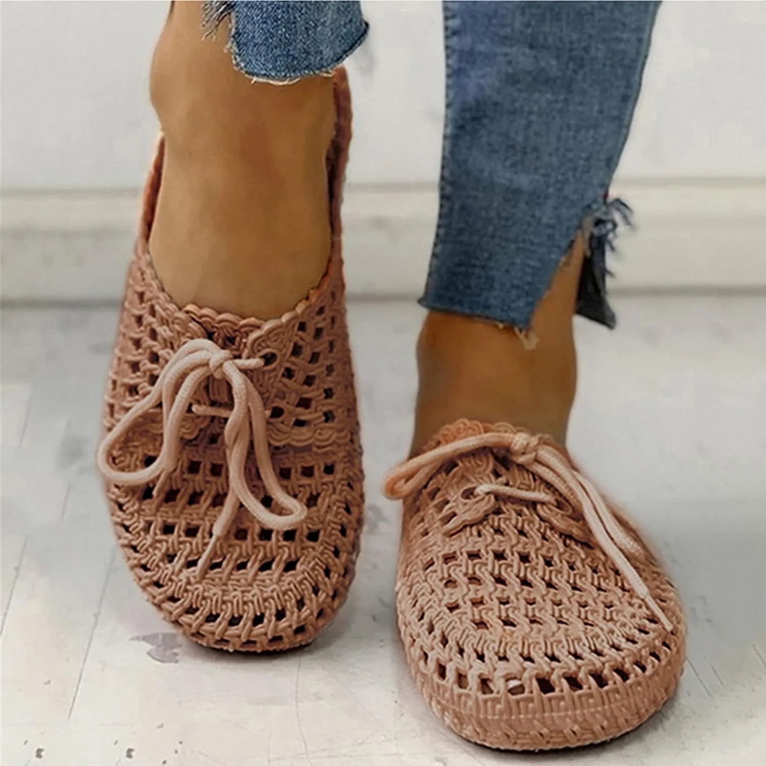 Women Breathable Mesh Net Slippers Sandals Comfort Garden Shoes PVC Hollow Out Flat Heel Slide Sandals Outdoor Sports Casual Summer Beach Shoes,White,US6EU37