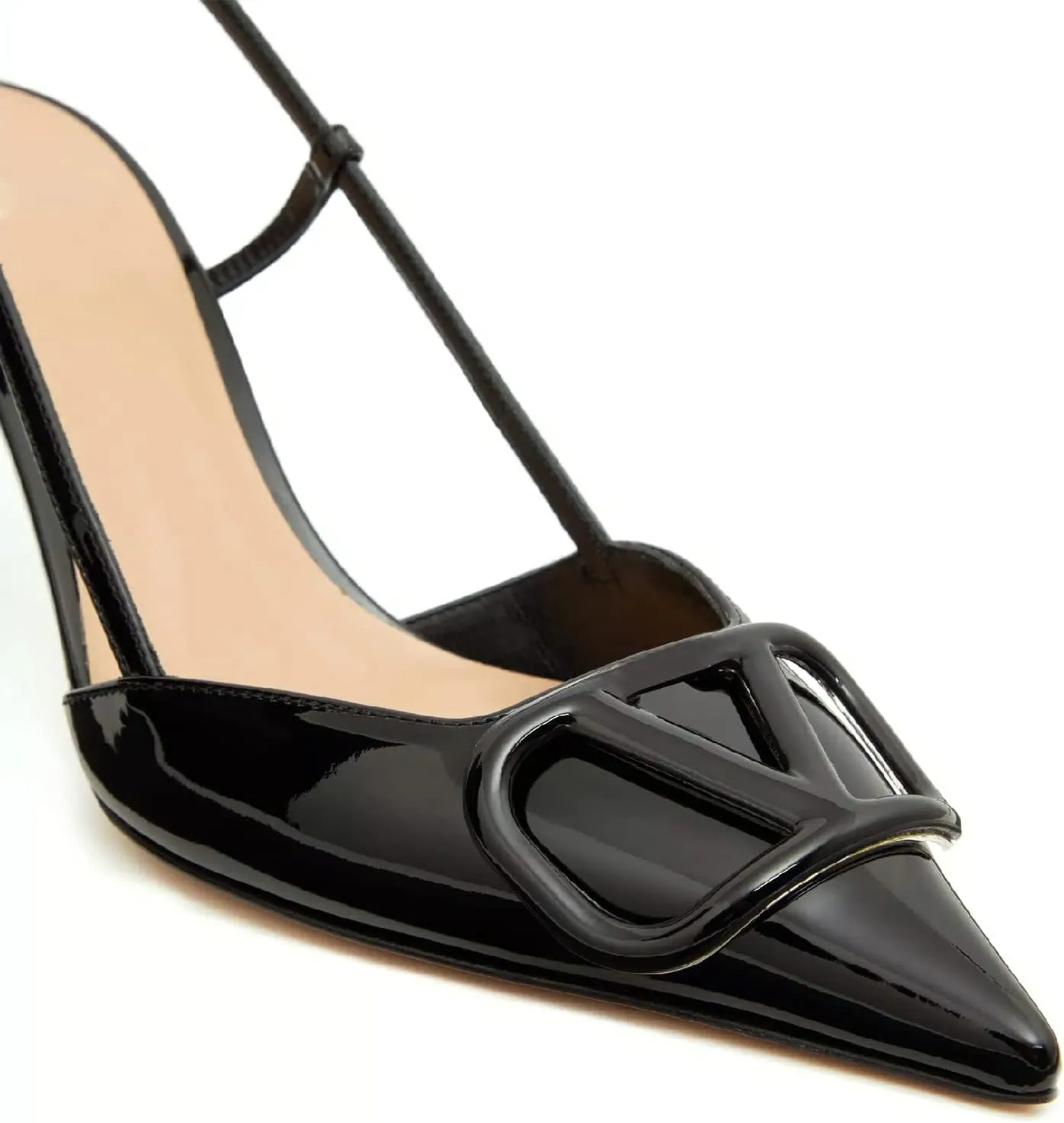 Women Heeled Slingback Sandals Closed Pointed Toe Stiletto High Heels Slip-On Backless Evening Prom Party Dress Shoes