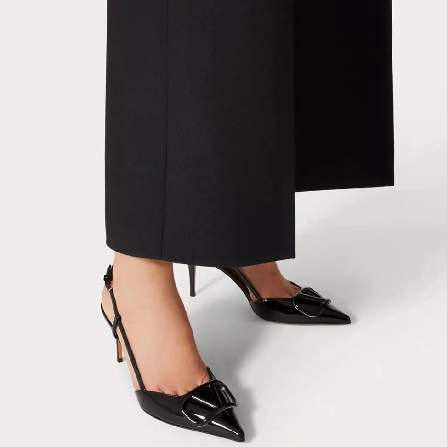 Women Heeled Slingback Sandals Closed Pointed Toe Stiletto High Heels Slip-On Backless Evening Prom Party Dress Shoes