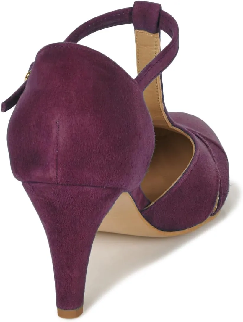 Women Kitten Heels Mary Jane Pumps Shoes Ankle T-Strap Closed Round Toe Sandals Heeled Cut Out Suede Mary Janes Dress Shoe Mid Thin Heel Patchwork Office Ladies Wedding Party Dance 4-11 M US