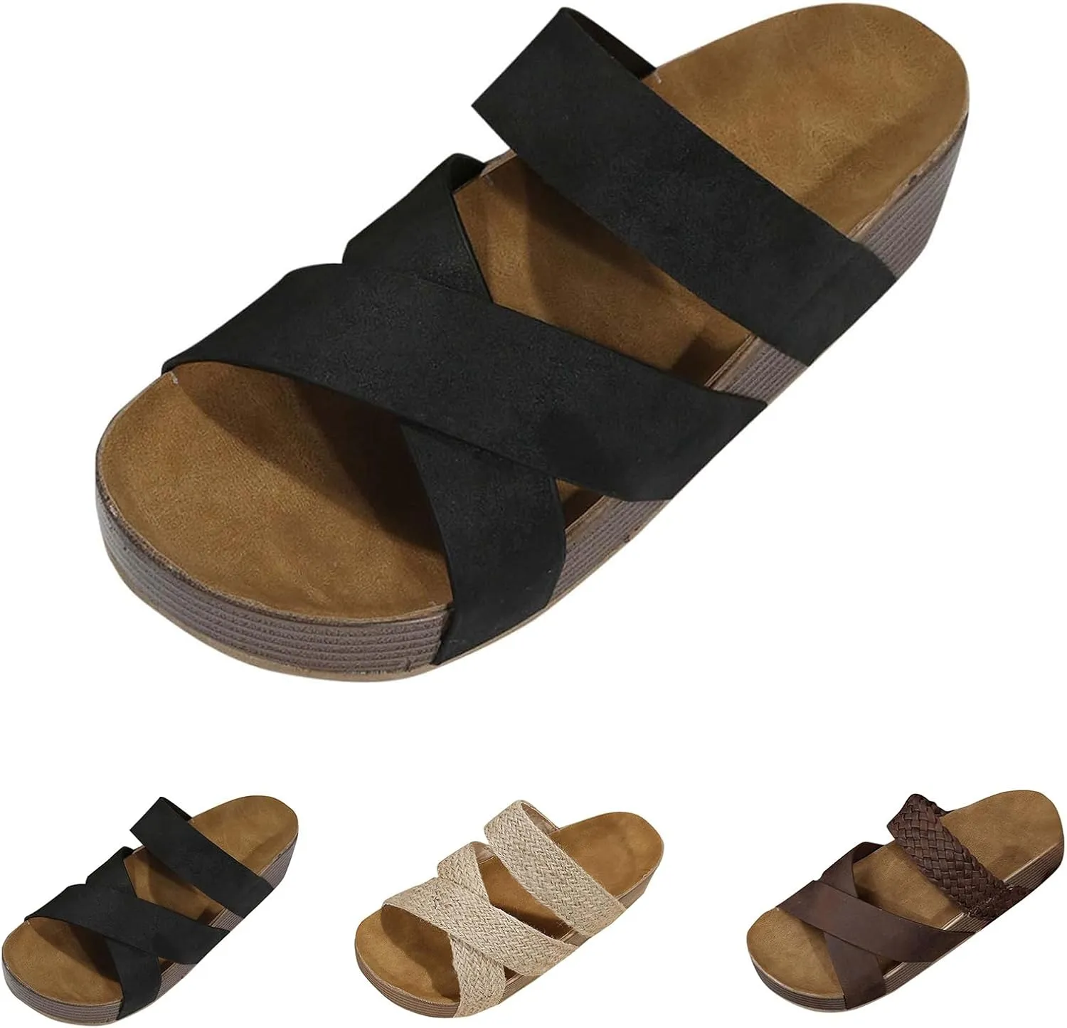 Women Orthotic Slides Sandals Comfortable Arch Support Classic Outdoor Walking Open Toe Breathable Shoes Lightweight Soft Slip on Summer Casual Sandals