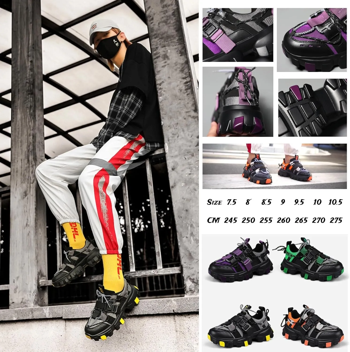 Women Retro Y2K Chunky Sneakers, Dopamine Color Block Trainers, Futuristic Fashion Streetwear Shoes, Gen Z Cyber Nostalgia