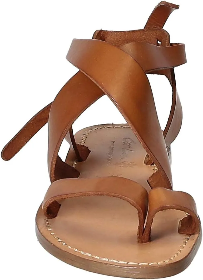 Women Sandals in Dark Brown Leather Handmade in Italy