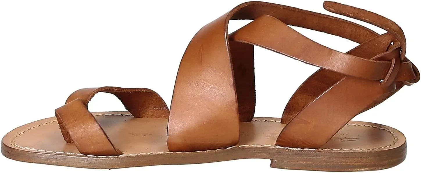 Women Sandals in Dark Brown Leather Handmade in Italy