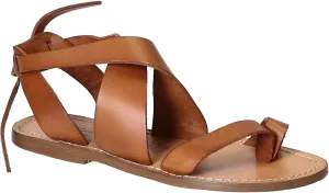 Women Sandals in Dark Brown Leather Handmade in Italy