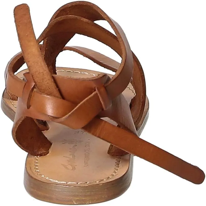 Women Sandals in Dark Brown Leather Handmade in Italy