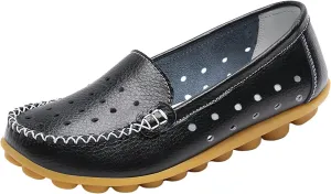 Women Shoes Fashionable Leather Shoes Hollow Breathable Single Shoes Loafers Casual Shoes Comfy Boots for Women