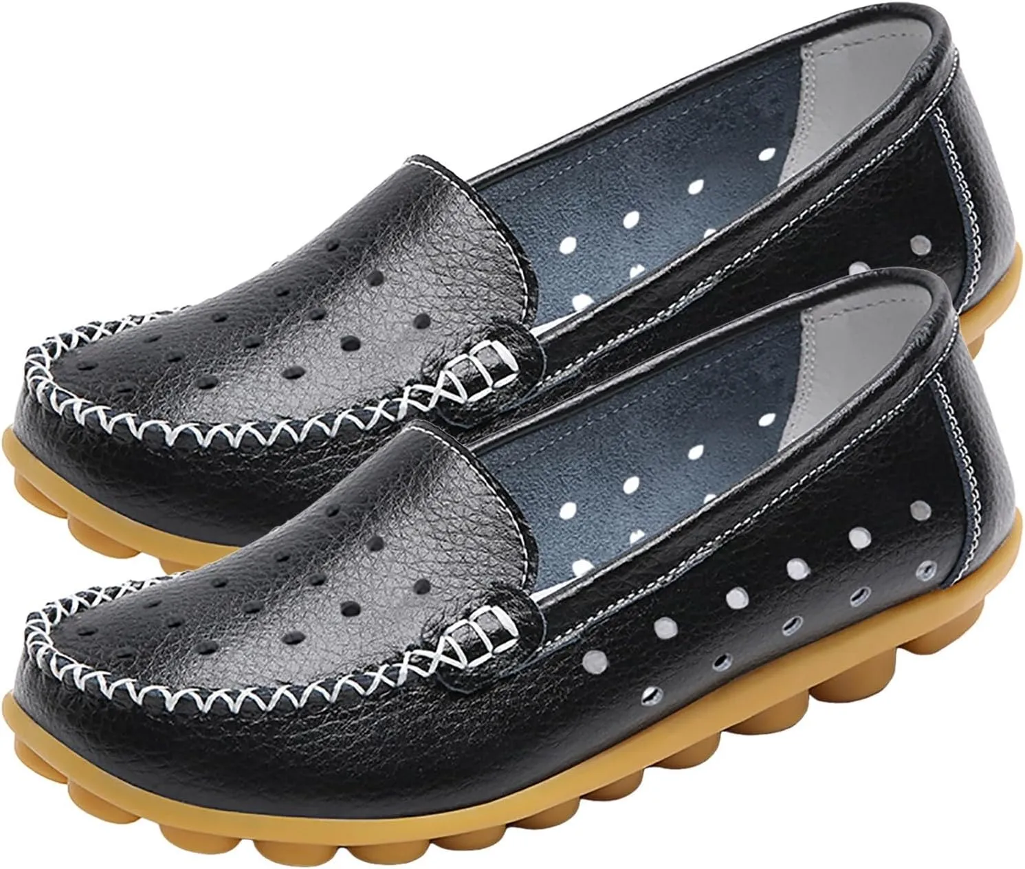 Women Shoes Fashionable Leather Shoes Hollow Breathable Single Shoes Loafers Casual Shoes Comfy Boots for Women