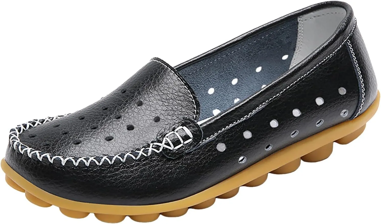 Women Shoes Fashionable Leather Shoes Hollow Breathable Single Shoes Loafers Casual Shoes Comfy Boots for Women