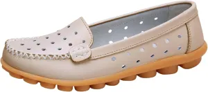 Women Shoes Fashionable Leather Shoes Hollow Breathable Single Shoes Loafers Casual Shoes Comfy Boots for Women