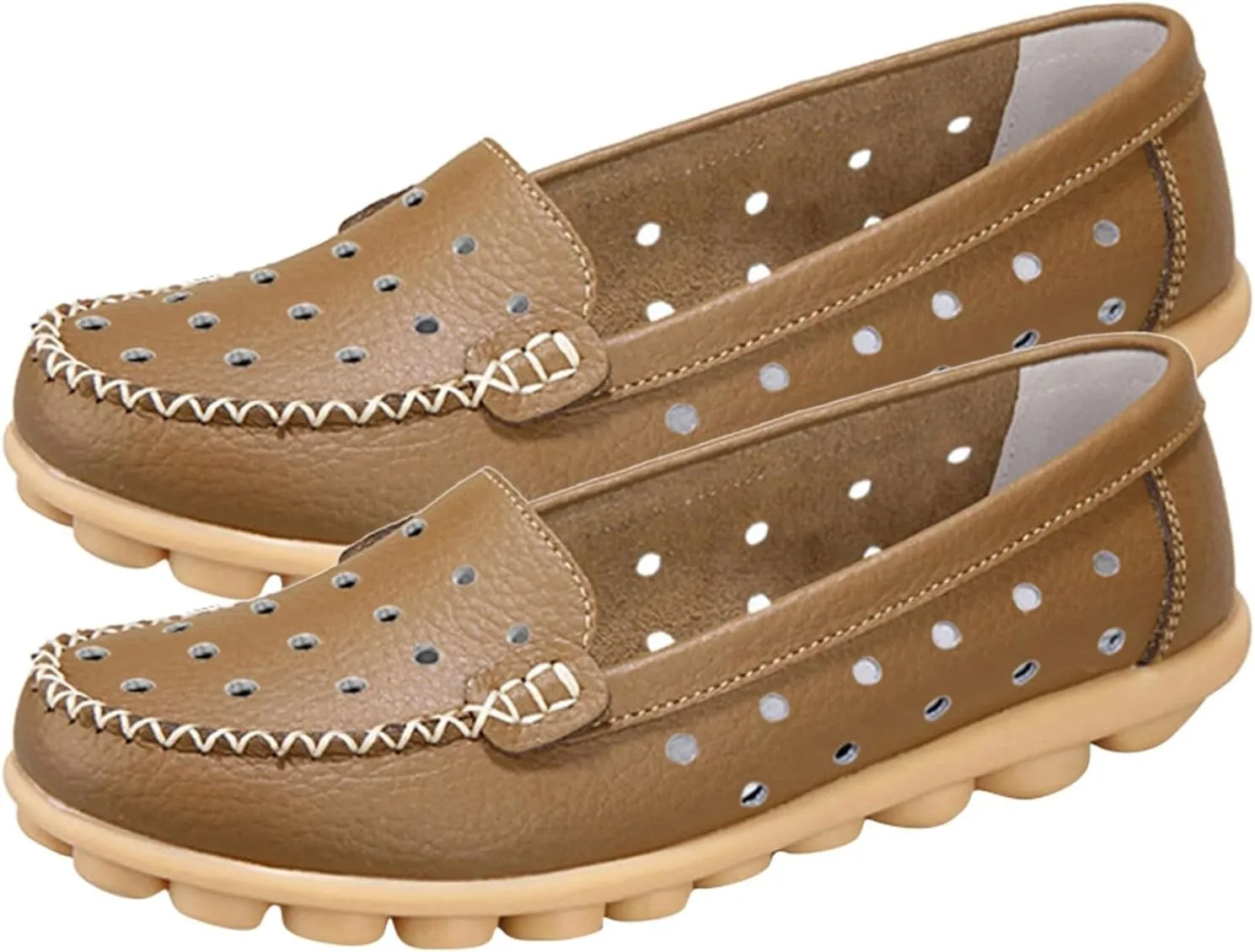 Women Shoes Fashionable Leather Shoes Hollow Breathable Single Shoes Loafers Casual Shoes Comfy Boots for Women