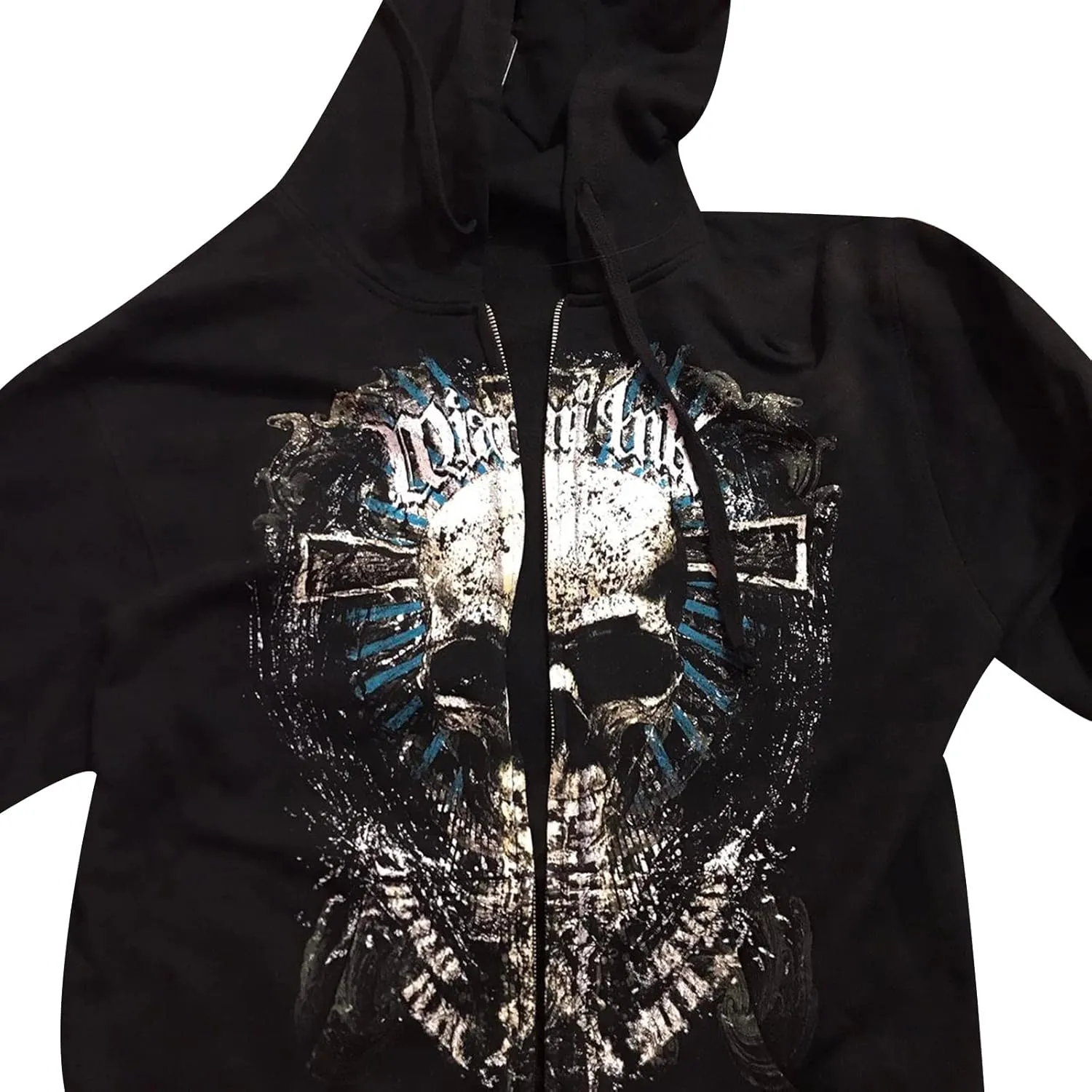 Women Vintage Oversized Long Sleeve Skeleton Printed Sweatshirt Zip Up Goth Hoodie Y2k Aesthetic Jacket Streetwear
