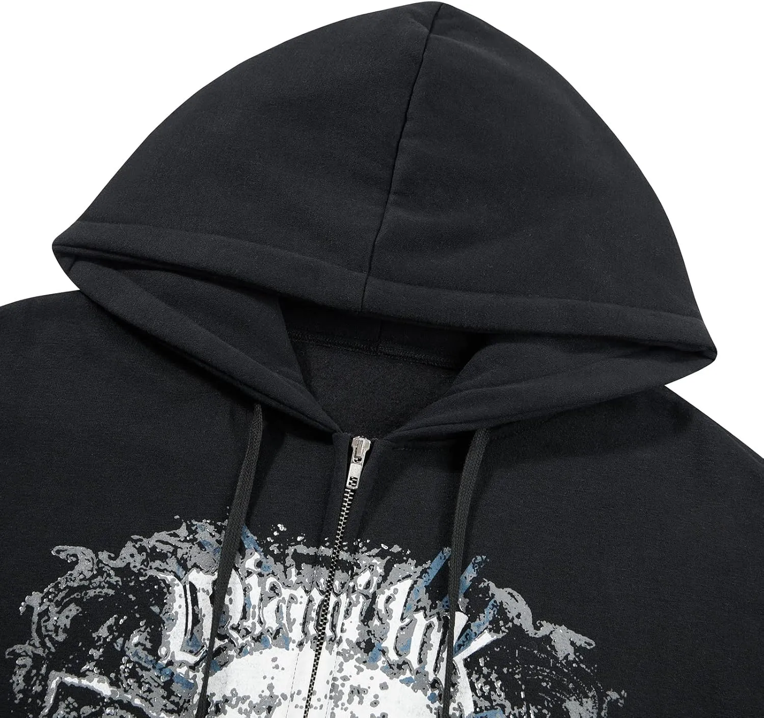 Women Vintage Oversized Long Sleeve Skeleton Printed Sweatshirt Zip Up Goth Hoodie Y2k Aesthetic Jacket Streetwear
