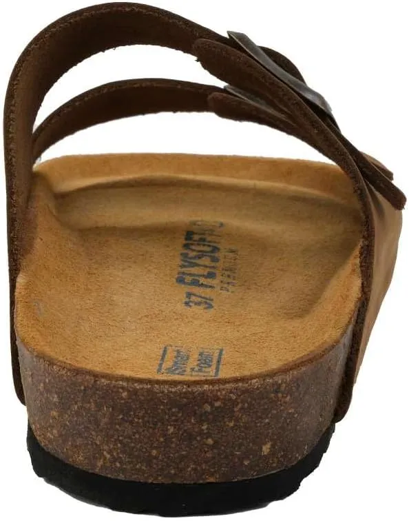 Women's 100% Genuine Leather Sandals - Comfortable Smart Foam Footbed, Slip-On Slides for Summer Wear, Adjustable Fit and Durable Non-Slip Sole